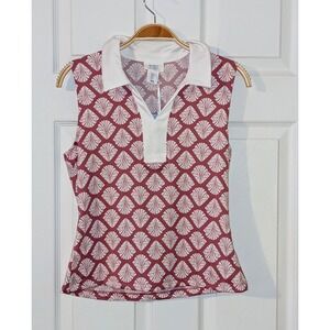 Sigrid Olsen Golf & Tennis Top Sleeveless Shell‎ Burgundy Clam Shells S NWT